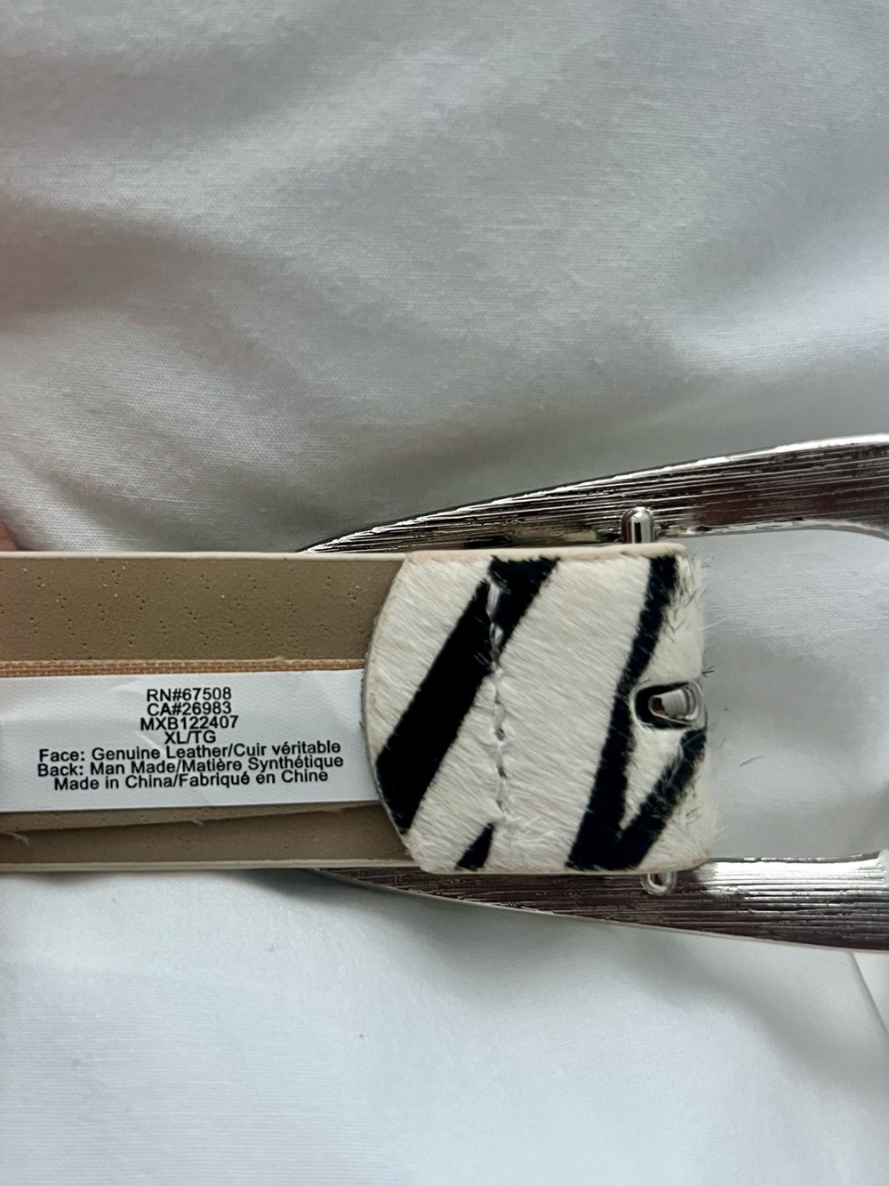 NWT | Genuine Leather Zebra Haircalf Belt L - Picture 7 of 8